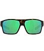 Color:Tortoise/Green - Image 2 - Men's 6S9034 Diego Mirrored Crystal 62mm Rectangle Polarized Sunglasses