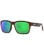Color:Tortoise/Green - Image 1 - Men's 6S9049 Paunch Tortoise Mirrored 57mm Square Polarized Sunglasses