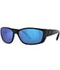 Color:Blackout/Blue - Image 1 - Men's 6S9054 Fisch Mirrored Crystal 64mm Rectangle Polarized Sunglasses