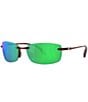 Color:Tortoise/Green - Image 1 - Men's 6S9071 Ballast Mirrored 60mm Rectangle Polarized Sunglasses