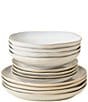 Costa Nova Brisa Collection 12-Piece Dinnerware Set with Pasta Bowl, Color:Salt - Image 1