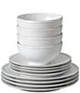 Costa Nova Friso Collection 12-Piece Dinnerware Set with Cereal Bowl, Color:White - Image 1