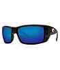 Color:Matte Black Blue Mirror - Image 1 - Men's Permit Polarized Rectangle Sunglasses