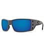 Color:Matte Grey Blue Mirror - Image 1 - Men's Permit Polarized Rectangle Sunglasses