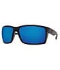 Color:Blackout Blue Mirror - Image 1 - Reefton Blackout Polarized Mirrored Glass Rectangle Sunglasses