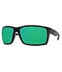 Color:Blackout Green Mirror - Image 1 - Reefton Blackout Polarized Mirrored Glass Rectangle Sunglasses
