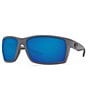 Color:Matte Grey/Blue Mirror - Image 1 - Reefton Blackout Polarized Mirrored Glass Rectangle Sunglasses