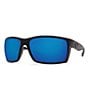 Color:Blackout/Blue - Image 1 - Reefton Blackout Polarized Mirrored Rectangle Sunglasses