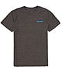 Color:Dark Heather Shark - Image 2 - Short Sleeve Classic Emblem Heathered T-Shirt