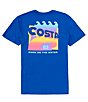 Color:Royal Blue - Image 1 - Short Sleeve Gnarly Wave Graphic T-Shirt