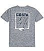 Color:Heather Gray - Image 1 - Short Sleeve Tech How To Hooks Heathered Graphic T-Shirt