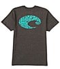 Color:Dark Heather - Image 1 - Short Sleeve Tiki #double;C#double; Heathered Graphic T-Shirt