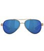 Color:Golden Pearl/Blue - Image 2 - Women's 6S4006 Loreto Pearl 56mm Pilot Polarized Sunglasses