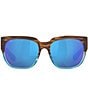 Color:Shiny Wahoo/Blue - Image 2 - Women's 6S9004 Waterwoman 2 Tortoise 58mm Square Polarized Sunglasses