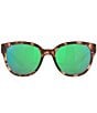 Color:Coral Tortoise/Green - Image 2 - Women's 6S9051 Salina 53mm Mirrored Rectangle Polarized Sunglasses