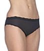 Color:Black - Image 1 - Nylon Lace-Trim Bikini Panty