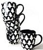 Color:Black/White - Image 1 - Black Arabesque Mugs, Set of 4