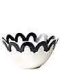 Coton Colors Black Arabesque Scallop Bowl, 9-inch, Color:White/Black - Image 1