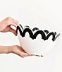 Coton Colors Black Arabesque Scallop Bowl, 9-inch, Color:White/Black - Image 3