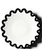Color:Black/White - Image 2 - Black Arabesque Scallop Pasta Bowl, 11#double;