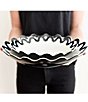 Color:Black/White - Image 3 - Black Arabesque Scallop Pasta Bowl, 14-inch
