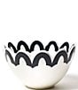 Color:Black/White - Image 1 - Black Arabesque Trim Scallop Small Bowls, Set of 4