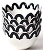 Color:Black/White - Image 3 - Black Arabesque Trim Scallop Small Bowls, Set of 4