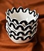 Color:Black/White - Image 4 - Black Arabesque Trim Scallop Small Bowls, Set of 4