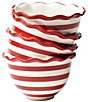 Coton Colors Holiday Red Stripe Ruffle Collection Small Bowls, Set of 4 - Image 1