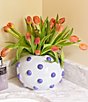 Coton Colors Iris Blue Collection Large Round Vase With Decorative Knobs - Image 3