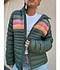 Cotopaxi Fuego Down Striped Print Hooded Stand Collar Zip Front Puffer Jacket, Color:Cargo Stripe - Image 6