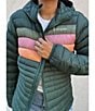 Cotopaxi Fuego Down Striped Print Hooded Stand Collar Zip Front Puffer Jacket, Color:Cargo Stripe - Image 9