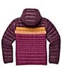 Cotopaxi Fuego Down Striped Print Hooded Stand Collar Zip Front Puffer Jacket, Color:Blackberry Jam - Image 5