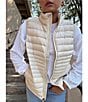 Cotopaxi Fuego Striped Print Down Stand Collar Sleeveless Zip Front Vest, Color:Cotopaxi Cream - Image 7