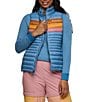 Cotopaxi Fuego Striped Print Down Stand Collar Sleeveless Zip Front Vest, Color:Fjord Stripe - Image 1