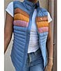 Cotopaxi Fuego Striped Print Down Stand Collar Sleeveless Zip Front Vest, Color:Fjord Stripe - Image 8