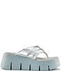 Color:Metallic Silver - Image 2 - Abba Leather Platform Wedge Thong Sandals