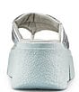 Color:Metallic Silver - Image 3 - Abba Leather Platform Wedge Thong Sandals