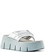 Color:Metallic Silver - Image 1 - Abba Leather Platform Wedge Thong Sandals