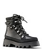 Color:Black - Image 1 - Suma Waterproof Leather and Rubber Lug Sole Cold Weather Platform Hiker Boots