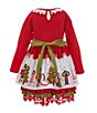 Counting Daisies Little Girls 4-6X Long Sleeve Nutcracker-Border-Print Fit & Flare Dress, Color:Red - Image 2