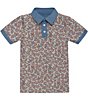 Courtside Kids Boys Short Sleeve Floral Print Polo - Image 1