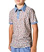 Courtside Kids Boys Short Sleeve Floral Print Polo - Image 2