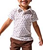 Courtside Kids Boys Short Sleeve Football Print Polo - Image 2