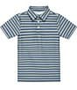 Courtside Kids Boys Short Sleeve QB Striped Polo - Image 1