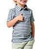 Courtside Kids Boys Short Sleeve QB Striped Polo - Image 3
