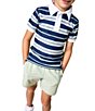 Courtside Kids Boys Short Sleeve Retro Stripe Polo - Image 5