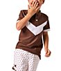 Courtside Kids Boys Short Sleeve Retro V Blade Collar Shirt - Image 2