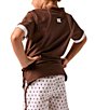 Courtside Kids Boys Short Sleeve Retro V Blade Collar Shirt - Image 3