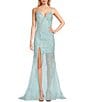 Color:Ice Blue - Image 1 - Beaded Embroidered Mesh Long Dress
